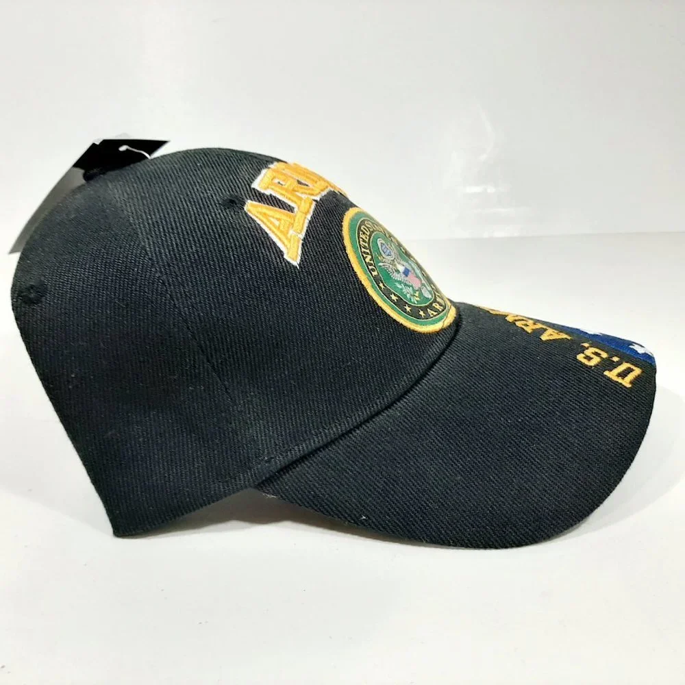 US ARMY EMBLEM HAT USA FLAG ON SIDE BRIM BALL CAP